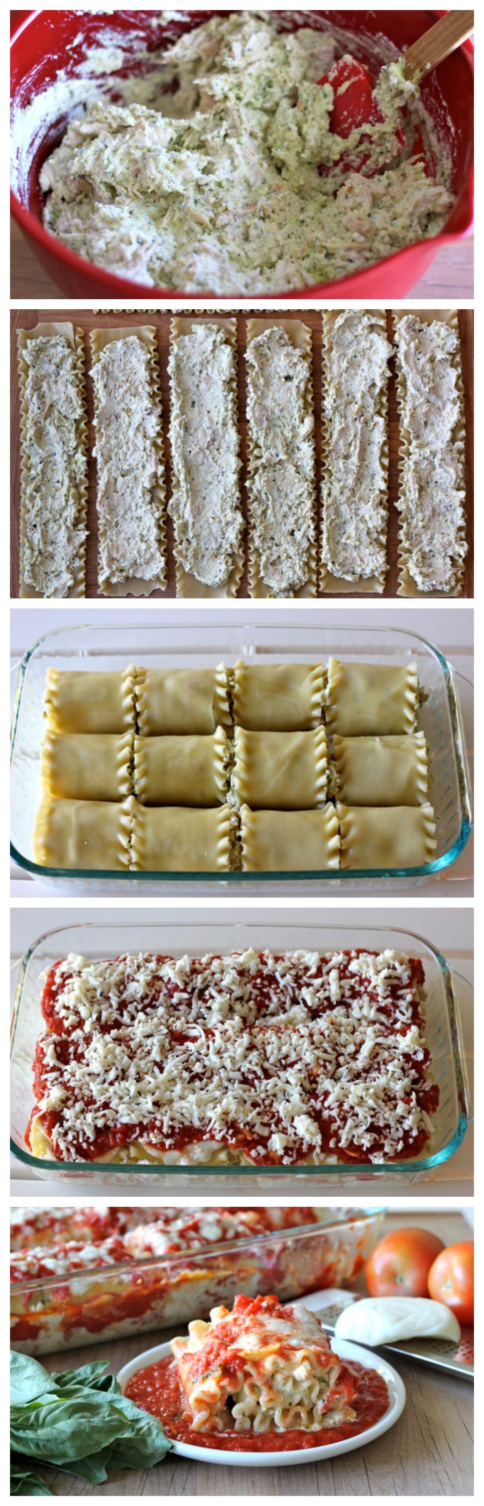Chicken Pesto Lasagna Roll-Ups