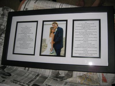 Choose and frame your favorite wedding photo along with your typed or handwritte