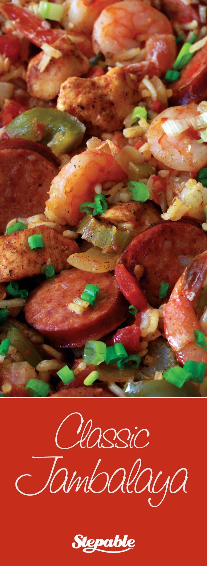 Classic Jambalaya with very little prep work and super easy to make. @Stepable #