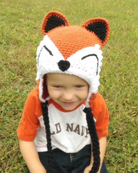 Crochet Fox Hat for Boys or Girls Photo Prop by PinkLemonKnits, $35.00