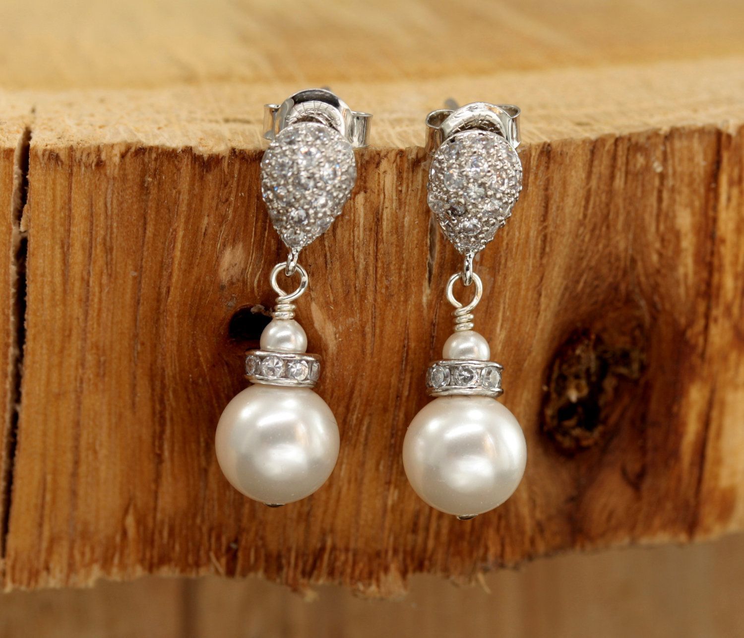 Drop Pearl Earrings, Stud Earring Bridal, Wedding Jewelry Bridal Earrings, Post
