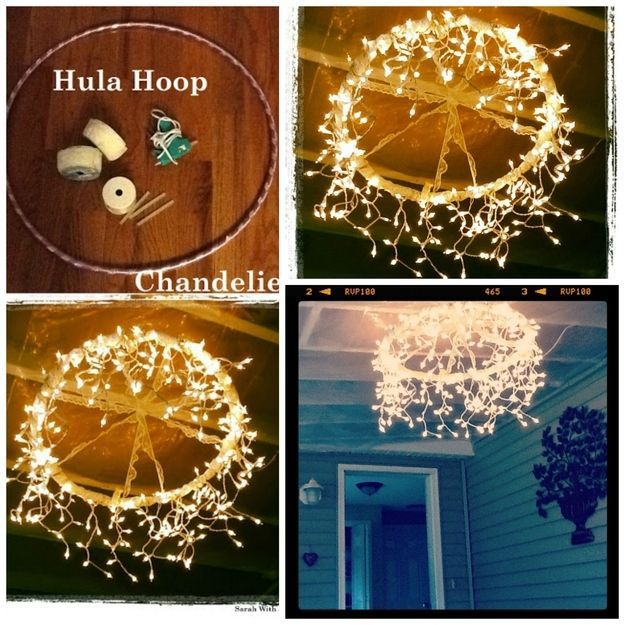Hula Hoop Chandelier | 28 Outdoor Lighting DIYs To Brighten Up Your Summer