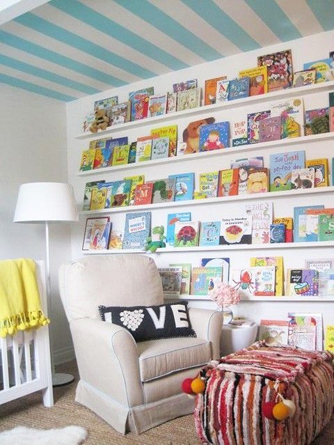 love the lines on the ceiling and the books. kids room? inspiring-decor