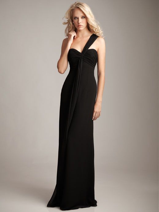 One shoulder chiffon with empire waist it would b perfect for either a bridesmai