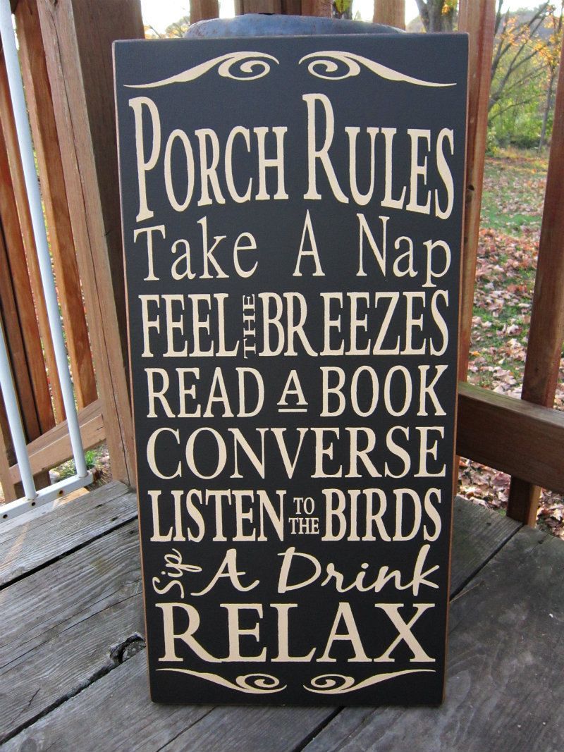 Porch Rules  Large Wood Typography Sign. Id love a porch for this. For now the d