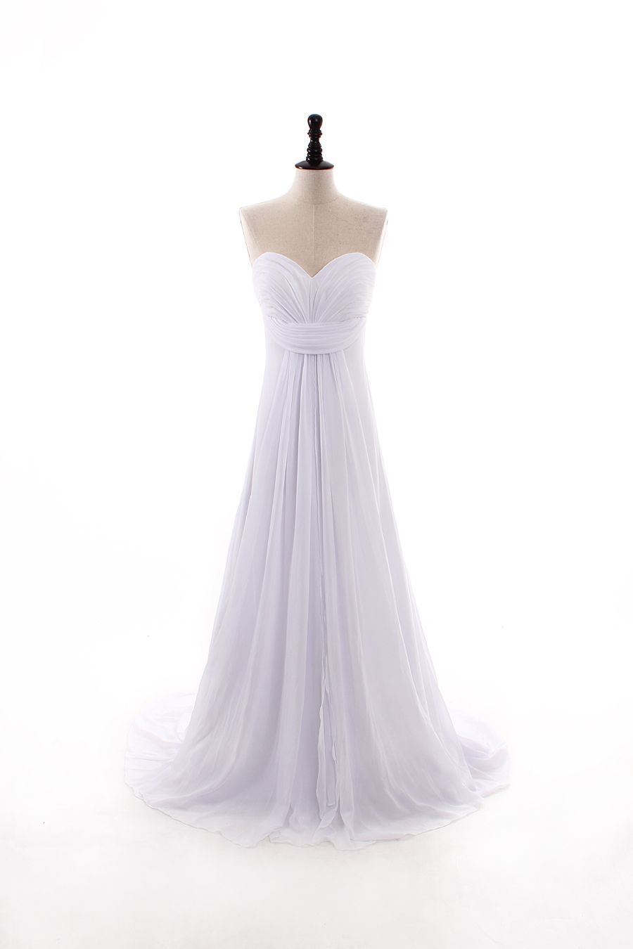 Pretty sleeveless sheath / column floor length wedding dress