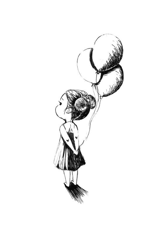 Saatchi Online Artist: Indr Bankauskait; Pen and Ink, Drawing “Balloons”