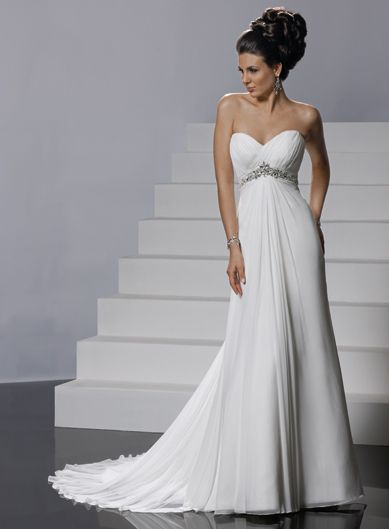 Sweetheart empire waist A-line chiffon wedding dress