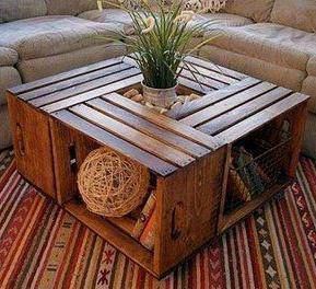 Wooden crates turned into a coffee table. I wonder if we can buy these in Austra