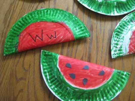 “Ww” is for watermelon. staple sides, leave top open and  finish with a string f