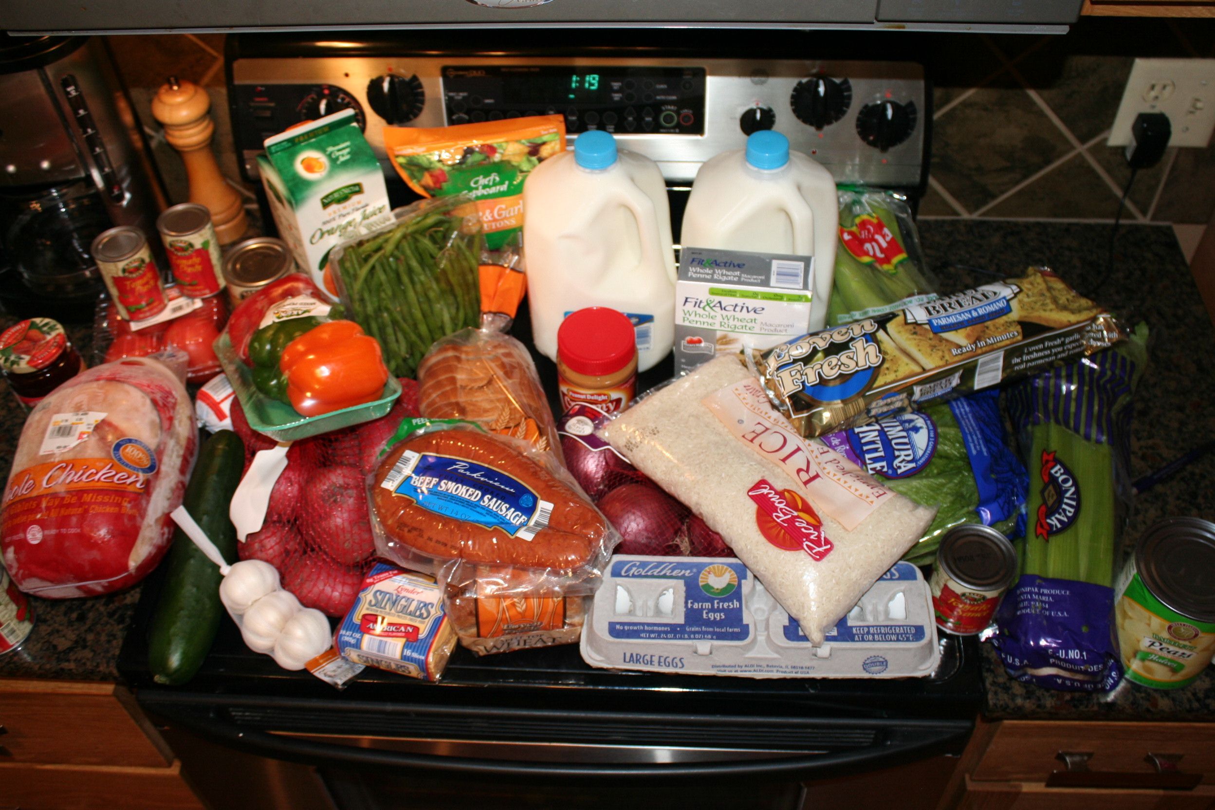Aldi shopping list and meal plan for feeding a family of 4 on less than $50 a we