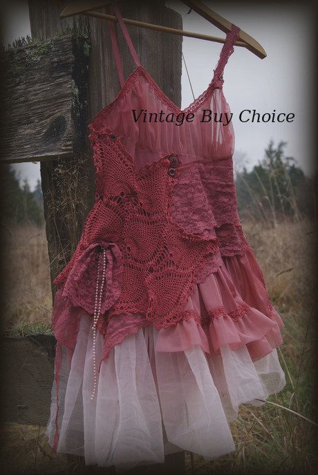 Altered couture  slip dress, gypsy, cowgirl chic, girly, boho, gypsy cowgirl chi
