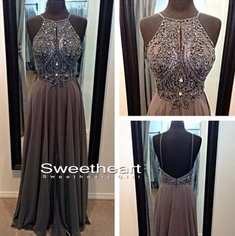 Amazing A-line Chiffon Beaded Long Prom Dresses, Evening Dresses from Sweetheart