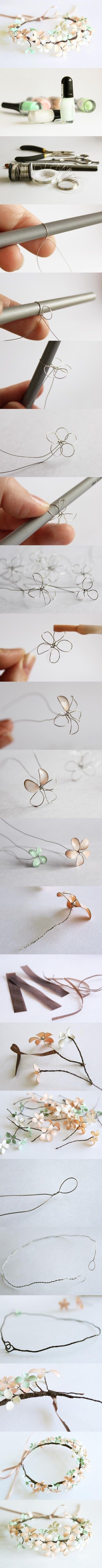 Amazing! Make beautiful flowers from wire & nail polish!!