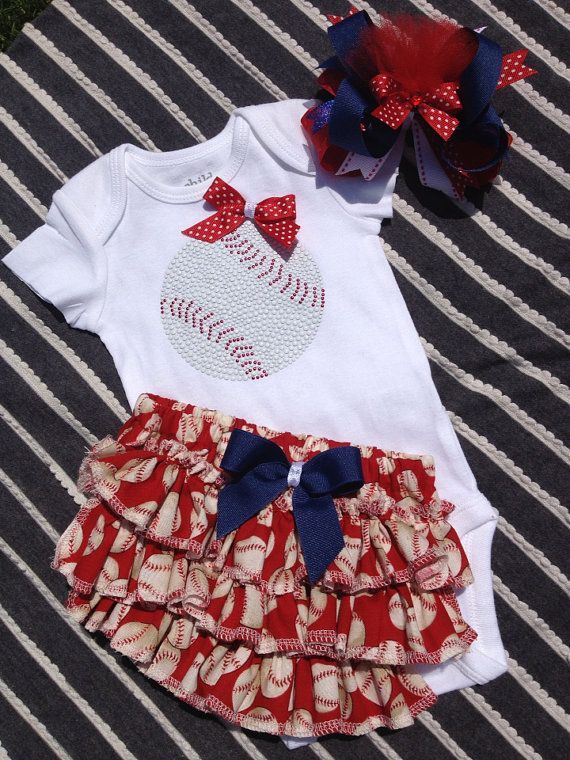 Baby girl baseball onesie/ ruffled by darlingdivacreations on Etsy