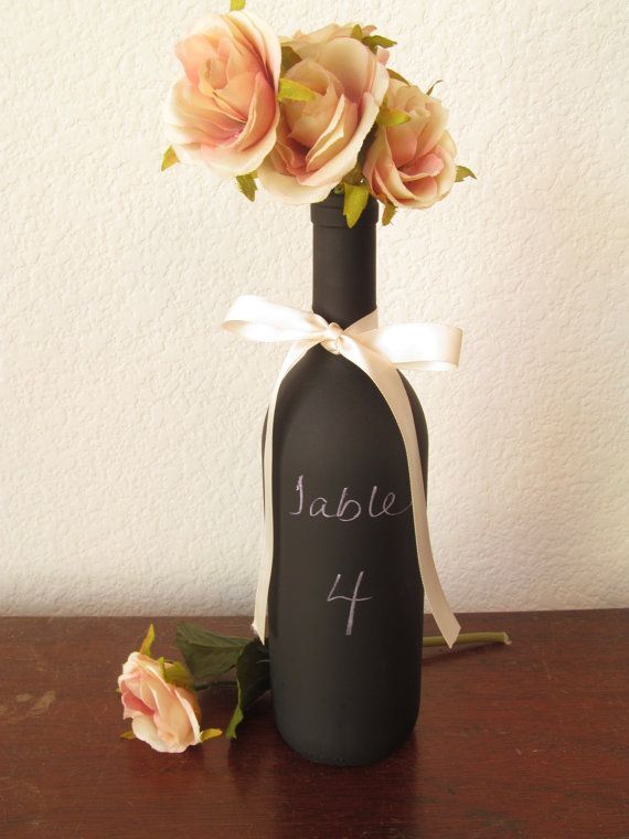 Chalkboard Wine Bottle / Wedding Table Number / Party Supply Chalkboards / Decor