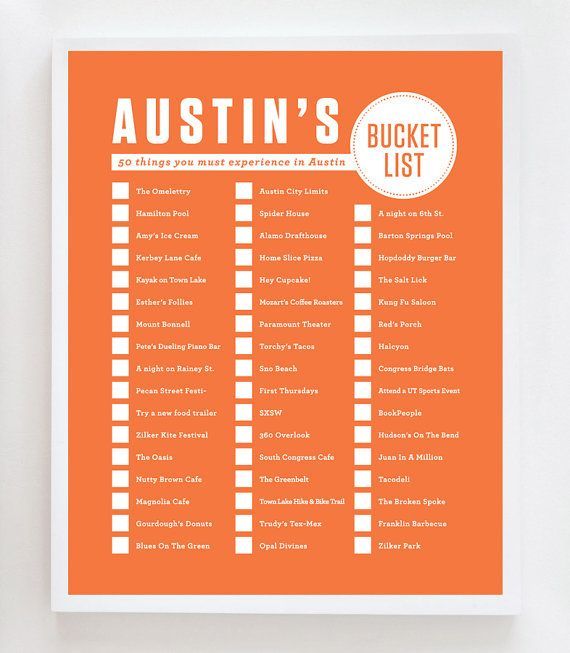 Check out this Austin, Texas, bucket list from Etsy! Which ones have you checked