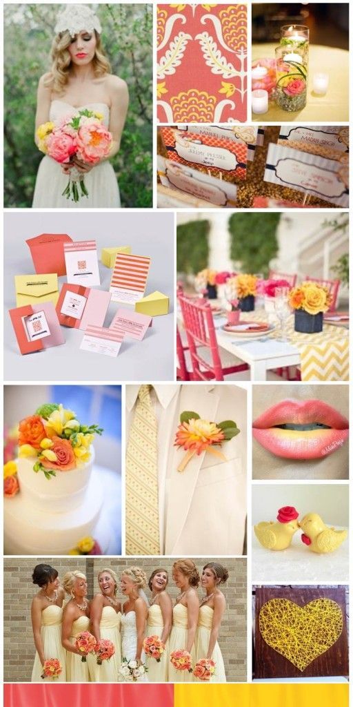 Coral and Yellow Wedding, inspiration board by The Simplifiers | Austin