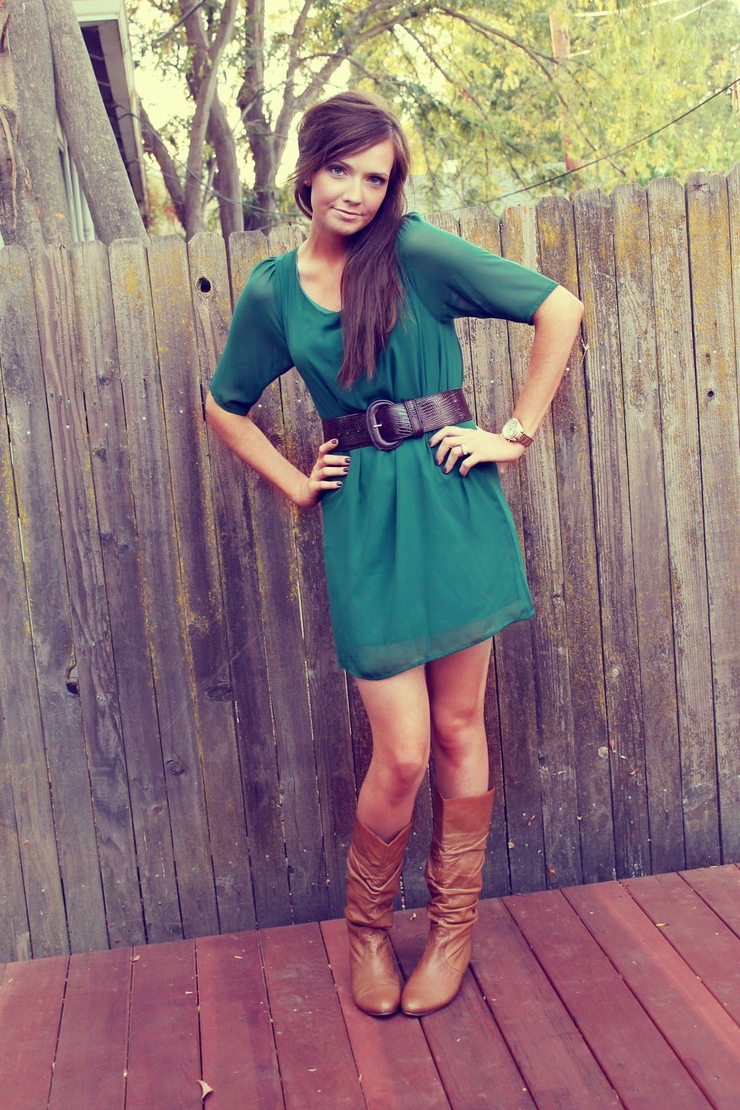 cute dress with belt and boots