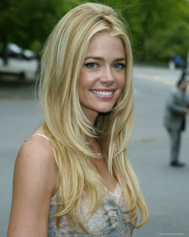 Denise Richards love the hairstyle. Cascading lengths around face only. Long hai