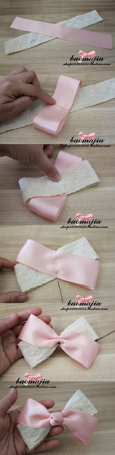 How to make a bow…for a childs hair barrette, etc. the writing is in a differe