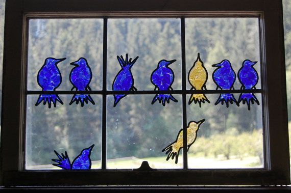 Just LOVE this!….Bird Buddies Recycled Glass Window Art