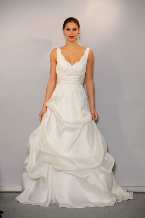 Modern v-neck empire waist organza wedding dress