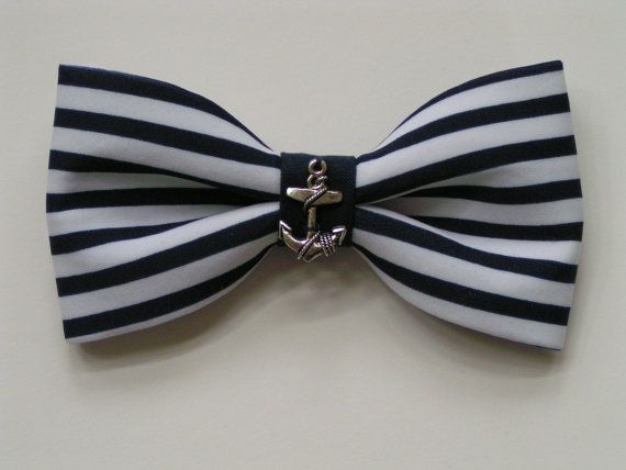 Nautical hair bow, Bow, hair bows, bows for hair,blue and white bow, anchor, anc
