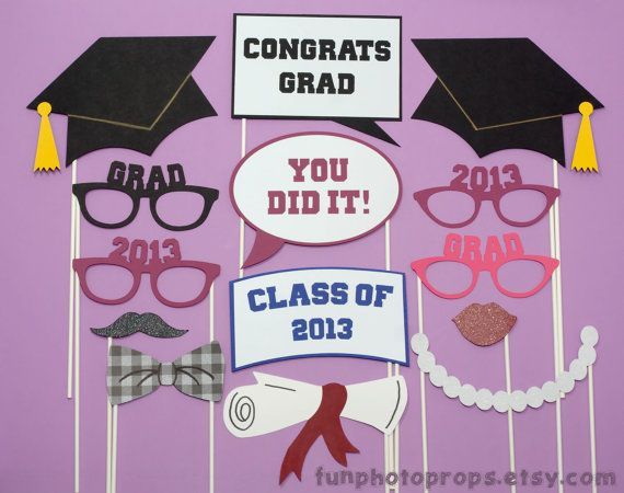 Photobooth Prop Set- 14 Piece Graduation Photo Booth Prop Set – Photobooth Props