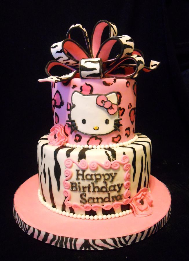 Pink Leopard  Zebra Hello Kitty  Birthday Cakes
