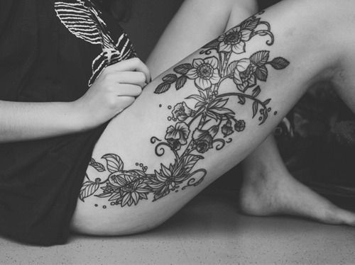 pretttyyyy! Nice thigh tattoo..  I love the idea of a tattoo…I just havent fou