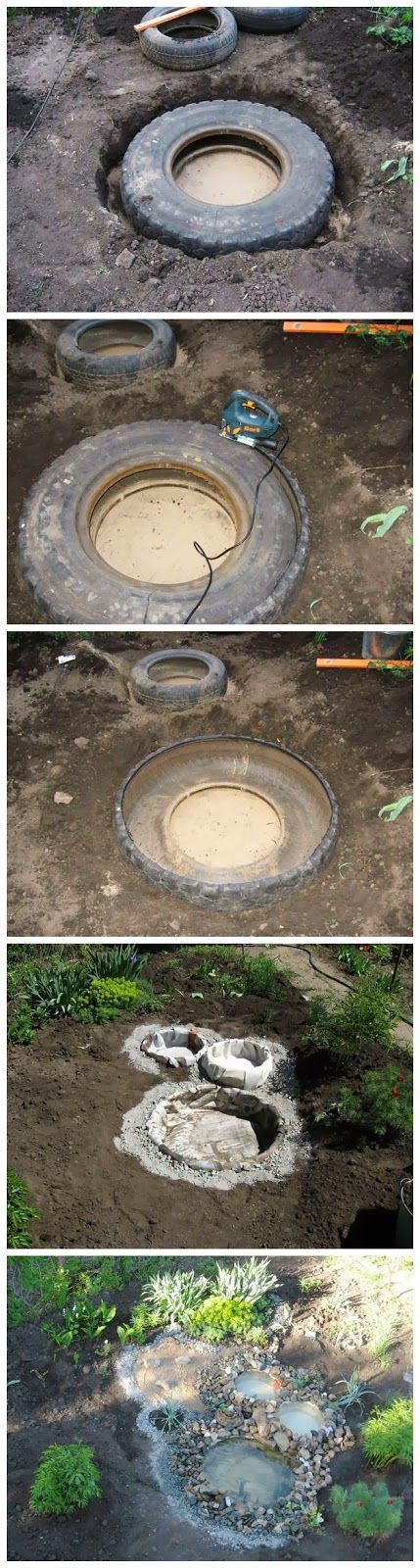 Recycled Tires Pond – you could make it look like a T-rex foot print if you have