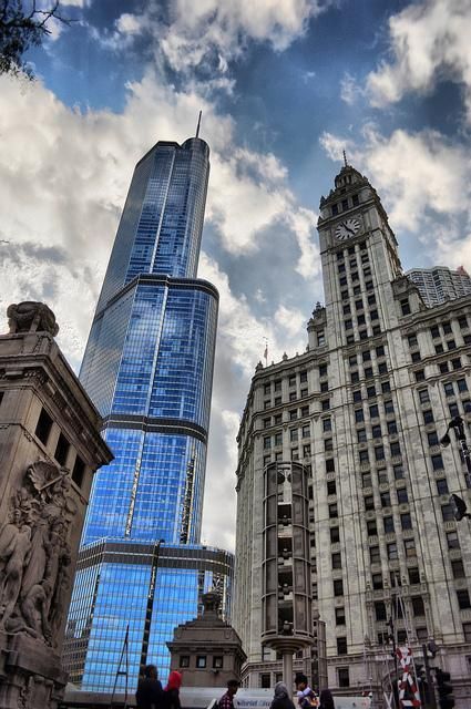Two favorites – Wrigley & Trump — Chicago Skyline