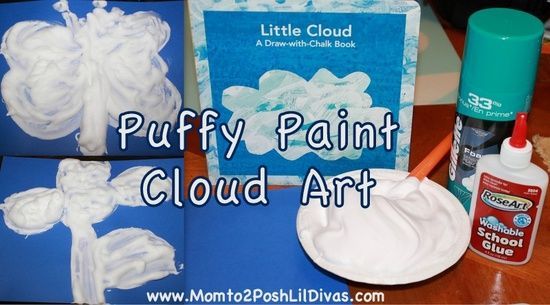 Weather Theme Preschool | Weather Preschool Theme / Puffy Paint Cloud Art to go