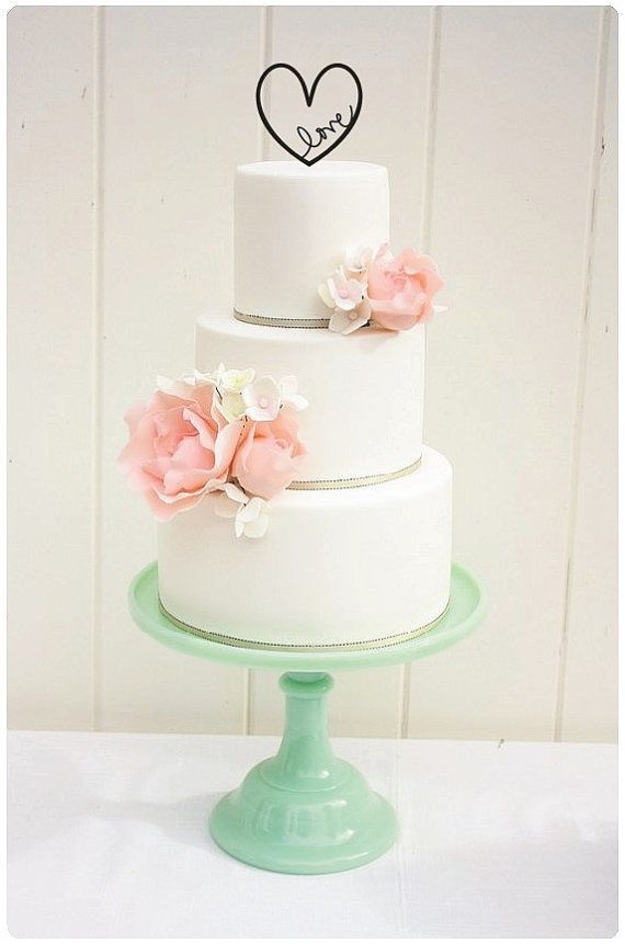 Wedding Cake Topper LOVE Heart Cake Topper by ThePinkOwlGifts