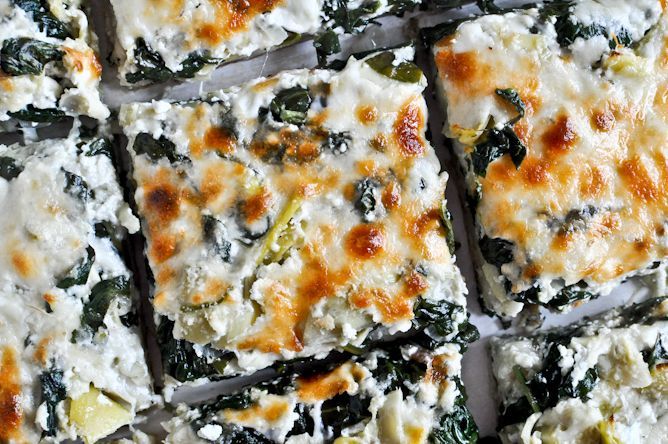White artichoke spinach pizza.  I actually made this recipe – its delicious!  Be