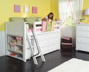 Bed with dresser underneath
