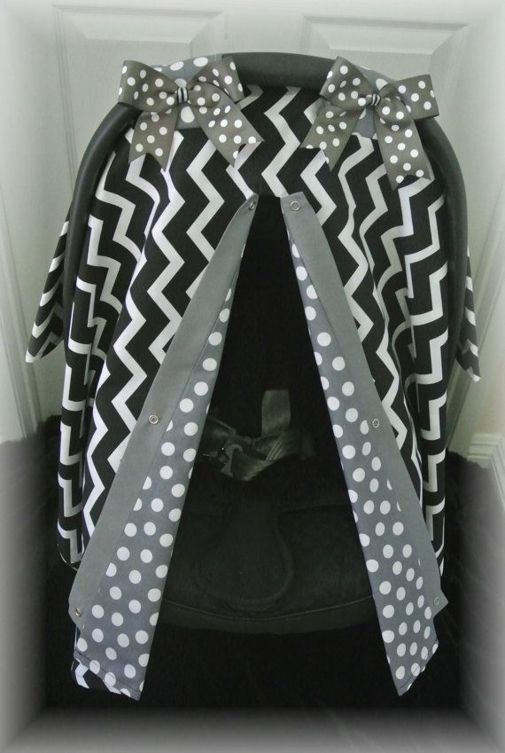 carseat canopy car seat cover black gray polka by JaydenandOlivia, $35.99