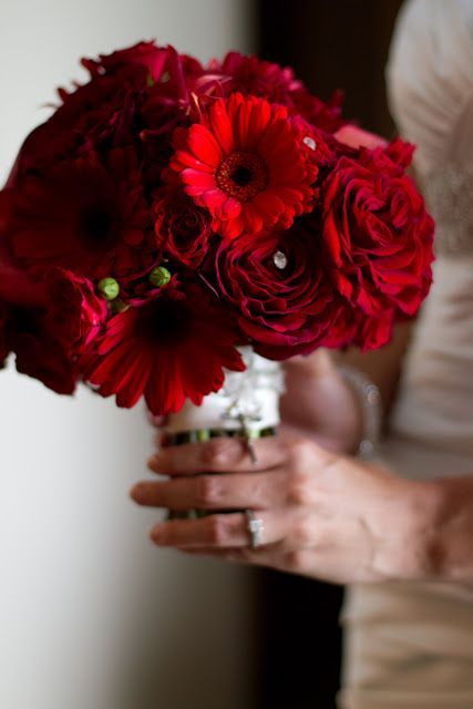 Crimson wedding flowers
