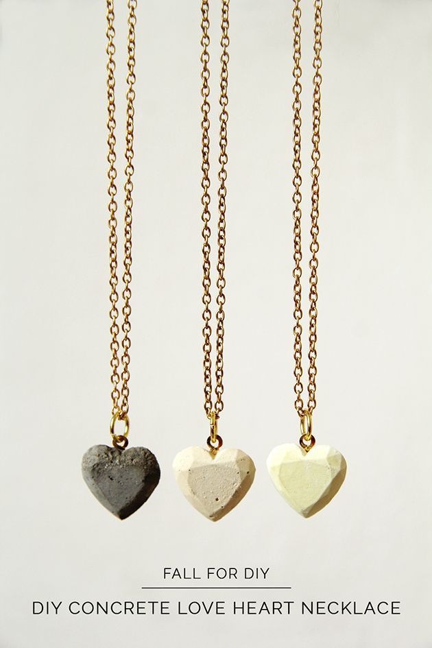 DIY Concrete Love Hearts Necklace