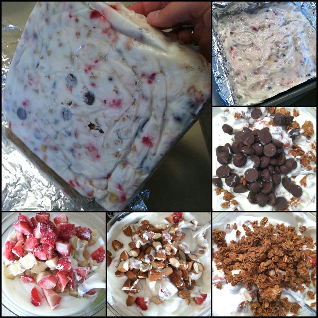 FROZEN YOGURT BARS Ingredients 2 cups  greek yogurt (I use 1 c 2% plain, 1 c van