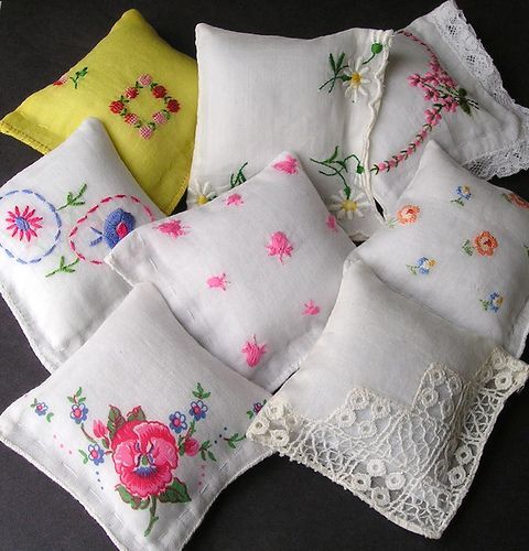 Handmade Vintage Handkerchief Emery Pincushions