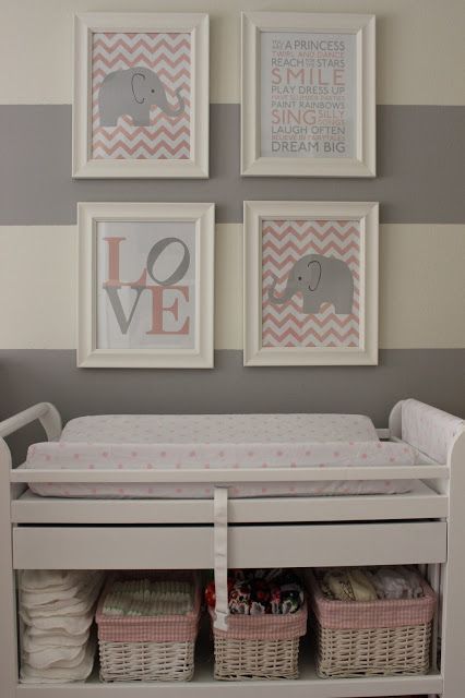 I love the idea of grey and white stripes for a babys room… It allows for gend