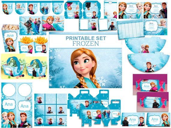 INSTANT DOWNLOAD Frozen Disney, Anna, Elsa, Hans, Kristoff, Alof, Printable Kit