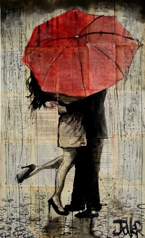 Loui Jover; Pen and Ink, 2013, Drawing “the red umbrella”