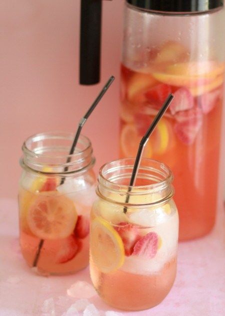 Summer Sangria: white wine, rum, strawberries, apple, lemon, and lime soda.