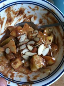 Warm Apple and Almond Butter breakfast. Made this today! I used four apples, cho