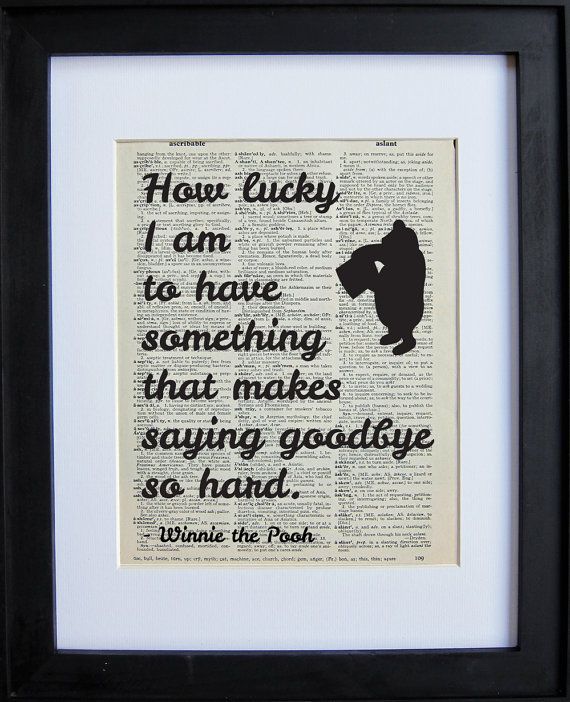 Winnie the Pooh Quote Two printed on a page from an antique dictionary on Etsy,