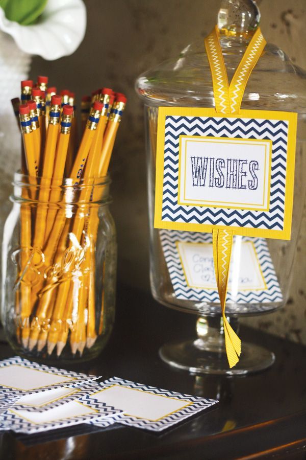 Yellow and Navy Chevron Party Styling