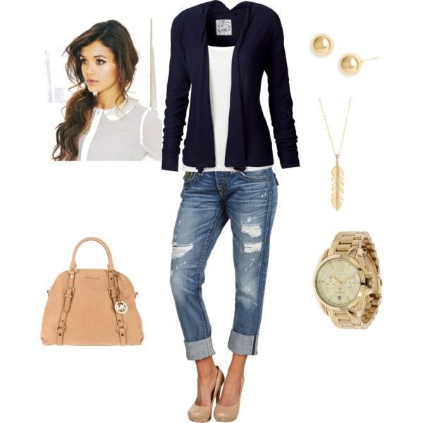 Black blazer, cropped jeans, white t, neutral bag, gold accessories